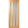 Sirius Tubular Stainless Steel Sliding Track & Utah 3 Pane Oak Double Door - Frosted Glass - Unfinished