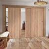 Three Sliding Doors and Frame Kit - Wexford Oak Panel Door - Unfinished