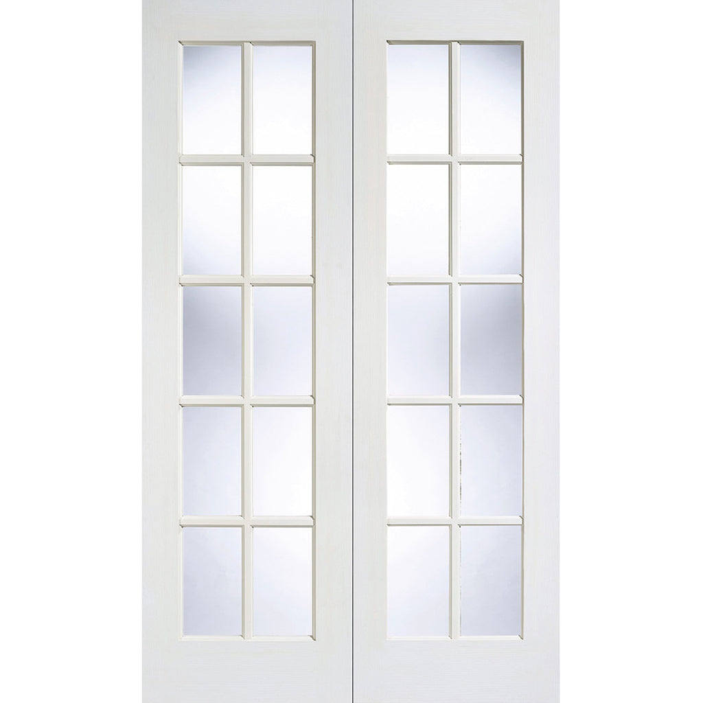 GTP SA 10 Pane Internal Door Pair - Bevelled Clear Glass - White Prime