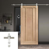 Saturn Tubular Stainless Steel Sliding Track & Worcester Oak 3 Panel Door - Prefinished