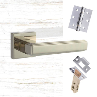 Image: Forme Alila Designer Lever on Minimal Square Rose - Polished Nickel Handle Pack