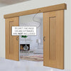 Double Sliding Door & Wall Track - Axis Oak Shaker Doors - Prefinished