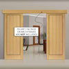 Double Sliding Door & Wall Track - Clementine Flush Oak Doors - Walnut Inlays - Prefinished