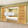 Double Sliding Door & Wall Track - Mistral Flush Oak Doors - Decor Grooves - Prefinished