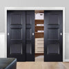 Three Sliding Wardrobe Doors & Frame Kit - Amsterdam 3 Panel Black Primed Door - Unfinished