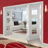 Four Folding Doors & Frame Kit - Amsterdam 3 Panel 3+1 - Clear Glass - White Primed