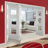 Four Folding Doors & Frame Kit - Amsterdam 3 Panel 3+1 - Clear Glass - White Primed