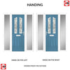 Premium Composite Front Door Set with Two Side Screens - Aprilla 2 Mirage Glass - Shown in Pastel Blue