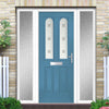 Premium Composite Front Door Set with Two Side Screens - Arnage 2 Sandblast Ellie Glass - Shown in Pastel Blue