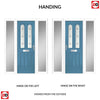 Premium Composite Front Door Set with Two Side Screens - Arnage 2 Sandblast Ellie Glass - Shown in Pastel Blue