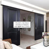 Double Sliding Door & Wall Track - Arnhem 2 Panel Black Primed Doors - Unfinished