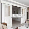 Double Sliding Door & Wall Track - Arnhem 1 Pane 1 Panel Doors - Clear Glass - White Primed