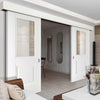 Double Sliding Door & Wall Track - Arnhem 1 Pane 1 Panel Doors - Clear Glass - White Primed