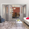 Five Folding Doors & Frame Kit - Arnhem Grey Primed 3+2 - Clear Glass - Unfinished