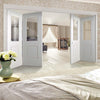 Four Folding Doors & Frame Kit - Arnhem 1 Pane 1 Panel 2+2 - Clear Glass - White Primed