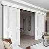 Double Sliding Door & Wall Track - Arnhem 2 Panel Doors - White Primed