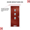 Cottage Style Aruba 3 Composite Front Door Set with Central Laptev Blue Glass - Shown in Red