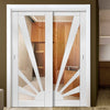 Two Sliding Doors and Frame Kit - Calypso Aurora White Primed Door - Clear Glass