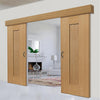 Double Sliding Door & Wall Track - Axis Oak Shaker Doors - Prefinished