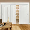 Three Sliding Wardrobe Doors & Frame Kit - Axis White Primed Door