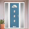 Cottage Style Belize 4 Composite Front Door Set with Double Side Screen - Diamond Cut Glass - Shown in Pastel Blue