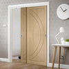 Bespoke Thruslide Treviso Oak Flush - 2 Sliding Doors and Frame Kit - Prefinished