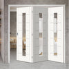 Bespoke Thrufold Palermo 1L White Primed Glazed Folding 3+0 Door