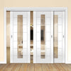 Bespoke Thruslide Palermo 1L Glazed - 3 Sliding Doors and Frame Kit - White Primed