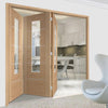 Bespoke Thrufold Portici Oak Glazed Folding 3+0 Door - Aluminium Inlay - Prefinished