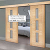 Bespoke Thruslide Surface Sofia 3L Oak Door - Clear Glass - Prefinished Sliding Double Door and Track Kit