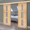 Bespoke Thruslide Surface Sofia 3L Oak Door - Clear Glass - Prefinished Sliding Double Door and Track Kit