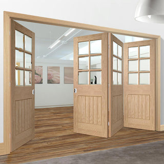 Image: Bespoke Thrufold Suffolk Oak 6 Pane Glazed Folding 3+1 Door - Prefinished