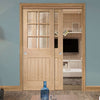 Bespoke Thruslide Suffolk Oak 6 Pane Glazed - 2 Sliding Doors and Frame Kit - Prefinished