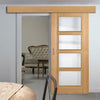 Bespoke Thruslide Surface Vancouver Oak 4L Door - Clear Glass - Sliding Door and Track Kit - Prefinished