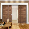 Bespoke Thruslide Vancouver Walnut 5P Flush Door - 4 Sliding Doors and Frame Kit - Prefinished