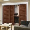 Bespoke Thruslide Vancouver Walnut 5P Flush Door - 3 Sliding Doors and Frame Kit - Prefinished