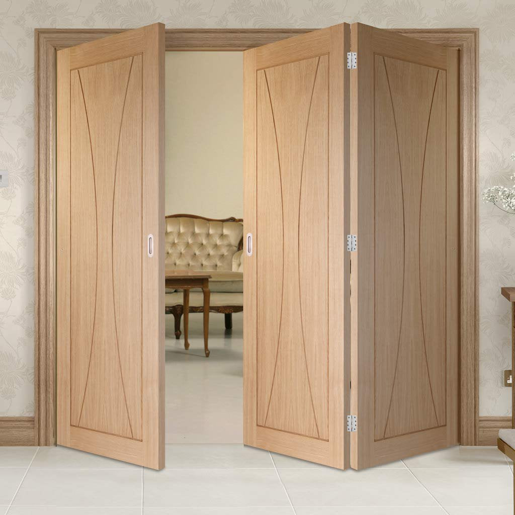 Bespoke Thrufold Verona Oak Flush Folding 2+1 Door