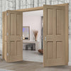 Bespoke Thrufold Victorian Oak 4 Panel Folding 2+1 Door - No Raised Mouldings