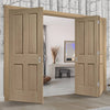 Bespoke Thrufold Victorian Oak 4 Panel Folding 2+1 Door - No Raised Mouldings