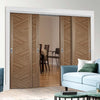 Bespoke Thruslide Zeus Walnut Flush Door - 4 Sliding Doors and Frame Kit - Prefinished