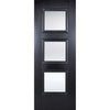 Single Sliding Door & Wall Track - Amsterdam Black Primed Door - Clear Glass - Unfinished