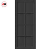 Top Mounted Black Sliding Track & Solid Wood Door - Eco-Urban® Perth 8 Panel Solid Wood Door DD6318 - Shadow Black Premium Primed