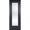 Single Sliding Door & Wall Track - Eindhoven Black Primed Door - Clear Glass - Unfinished