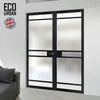 Eco-Urban Sheffield 5 Pane Solid Wood Internal Door Pair UK Made DD6312SG - Frosted Glass - Eco-Urban® Shadow Black Premium Primed