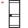 Eco-Urban Sheffield 5 Pane Solid Wood Internal Door Pair UK Made DD6312SG - Frosted Glass - Eco-Urban® Shadow Black Premium Primed