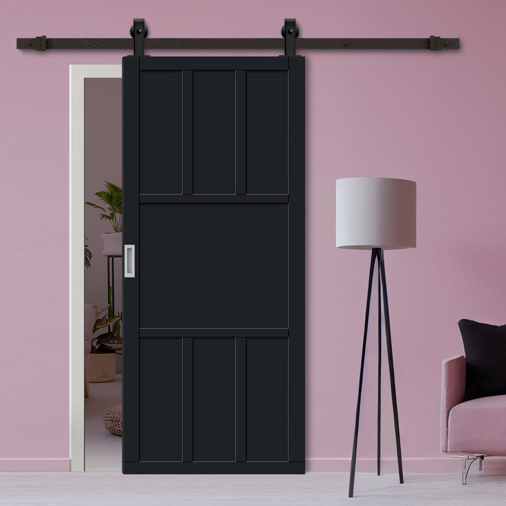 Bespoke Top Mounted Sliding Track & Solid Wood Door - Eco-Urban® Queensland 7 Panel Door DD6424 - Premium Primed Colour Options