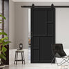 Top Mounted Black Sliding Track & Solid Wood Door - Eco-Urban® Cairo 6 Panel Solid Wood Door DD6419 - Shadow Black Premium Primed