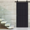 Top Mounted Black Sliding Track & Solid Wood Door - Eco-Urban® Perth 8 Panel Solid Wood Door DD6318 - Shadow Black Premium Primed