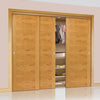 Three Sliding Wardrobe Doors & Frame Kit - Ostria Flush Oak Door - Prefinished