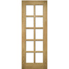 Four Folding Doors & Frame Kit - Bristol Oak 3+1 - 10 Pane Clear Bevelled Glass - Unfinished